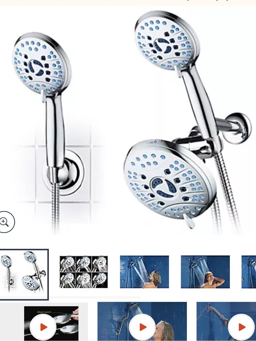 AquaCare 5537 High Pressure 50-mode Rain 3-way Shower Head Combo Chrome Finish